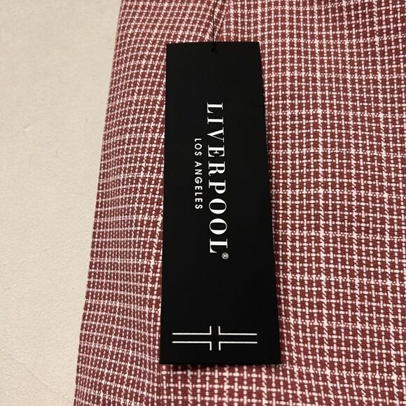 Liverpool burgundy white small checked pull on skirt Size 2 P New - Picture 4 of 9